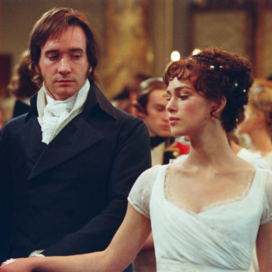 Keira Knightley and Matthew Macfadyen as Elizabeth Bennet and Mr. Darcy in Pride and Prejudice